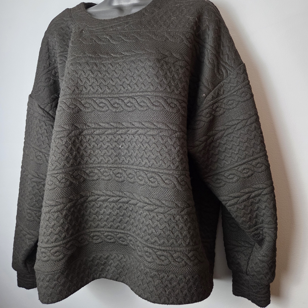 Women's Textured Knit Sweater - Black - Picture 4 of 8